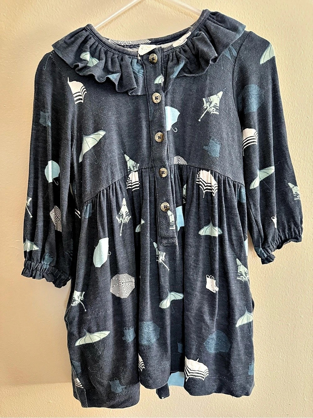 Kate Quinn Button Front Dress - Umbrella Print Umbrella Print Dress, Girls 2T